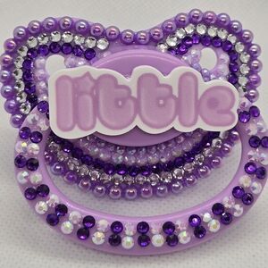 Purple and Silver Beaded Pacifier